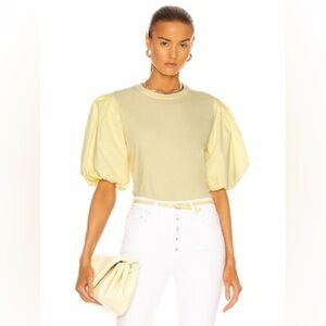 Jonathan Simkhai Standard DENISE BELL-SLEEVED TOP IN YELLOW Sz S